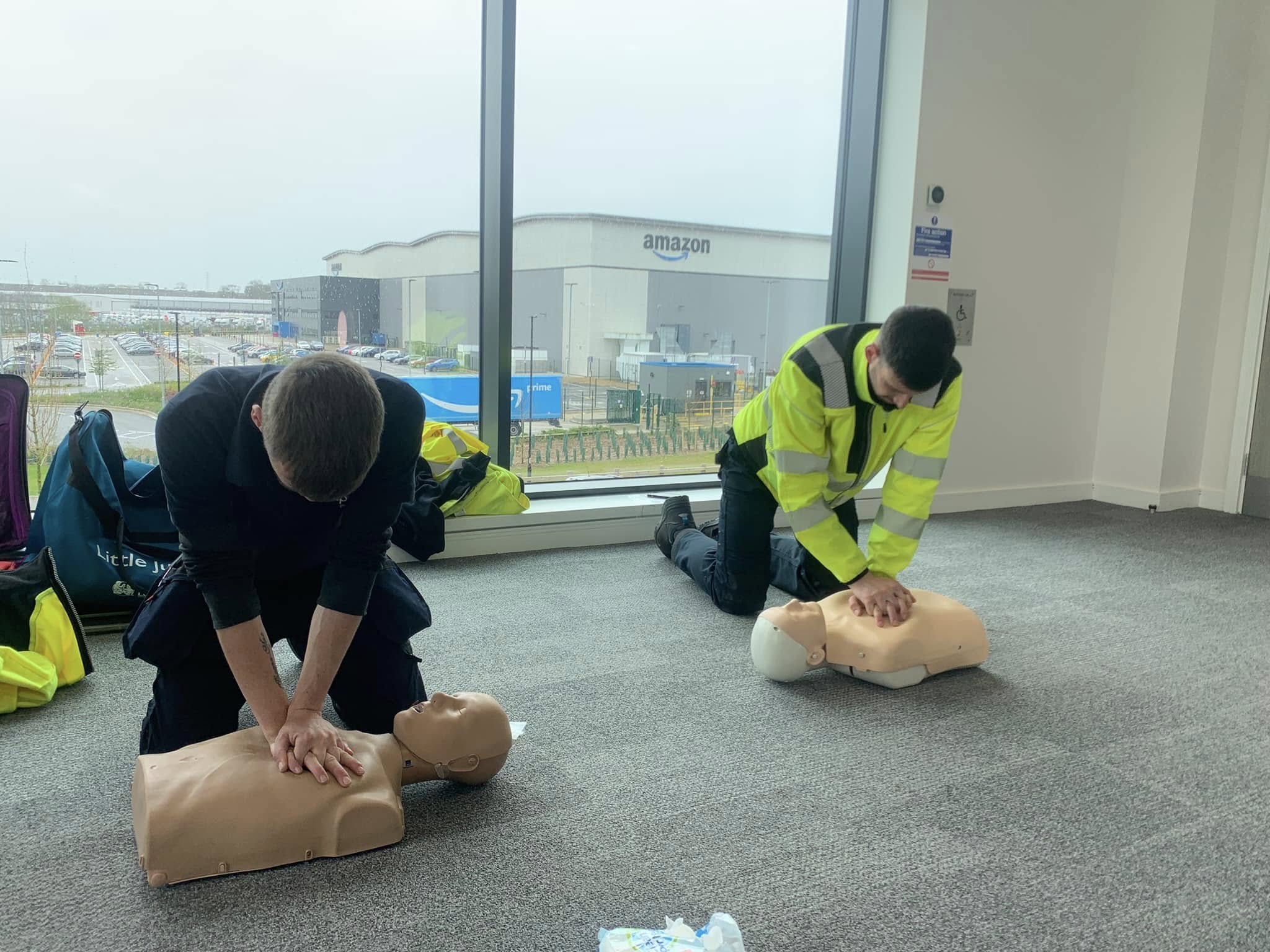 Onsite first aid training session for a workplace team